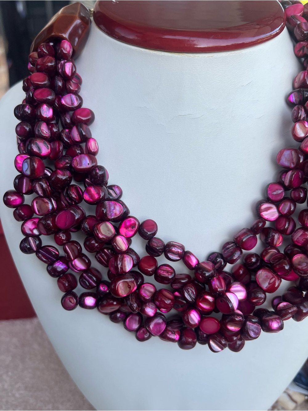 Multi-Strand Pink Pearl Necklace new with tag double k pink color